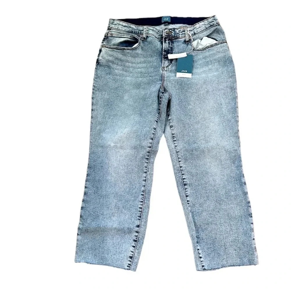 JAG Ruby Mid-Rise Straight Crop Christopher Blue Raw Hem Denim Size 20W NWT